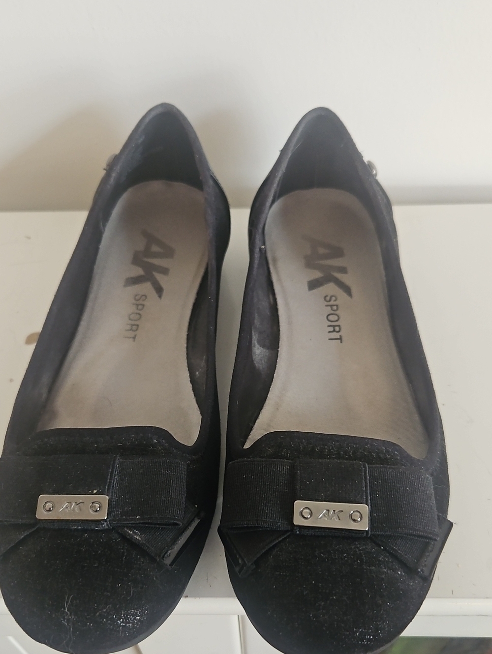 Anne Klein Black Bow Slip-On Flats
